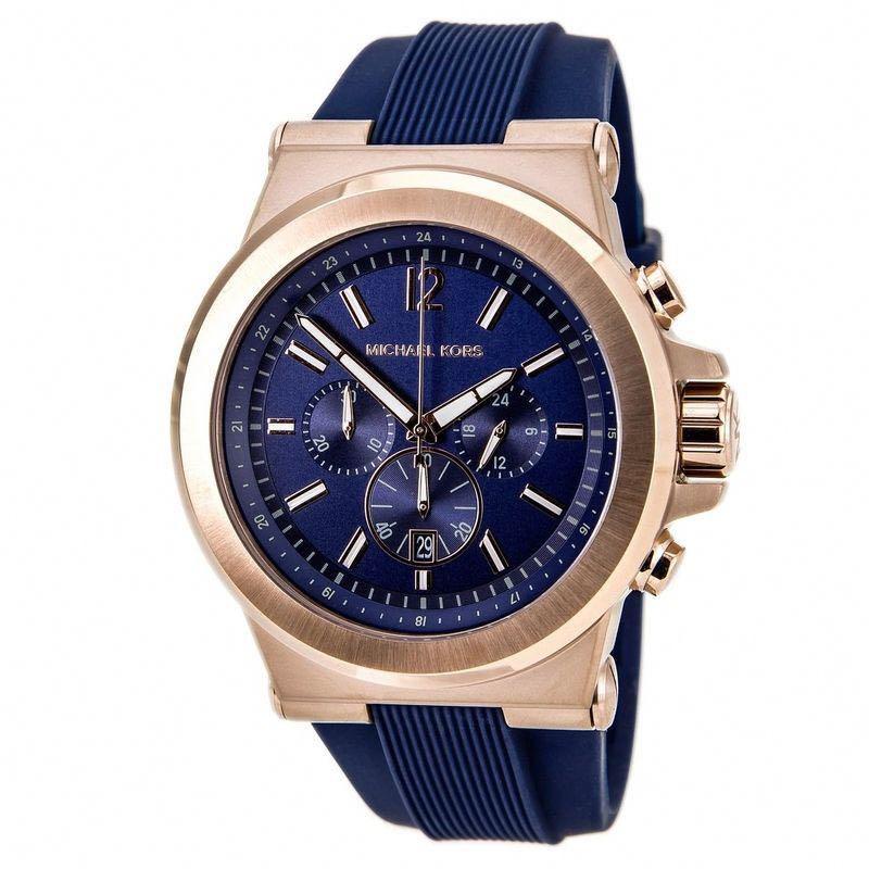 Michael Kors Men's Dylan Chronograph Navy Dial Silicone Watch MK8295 |  Shopee Malaysia
