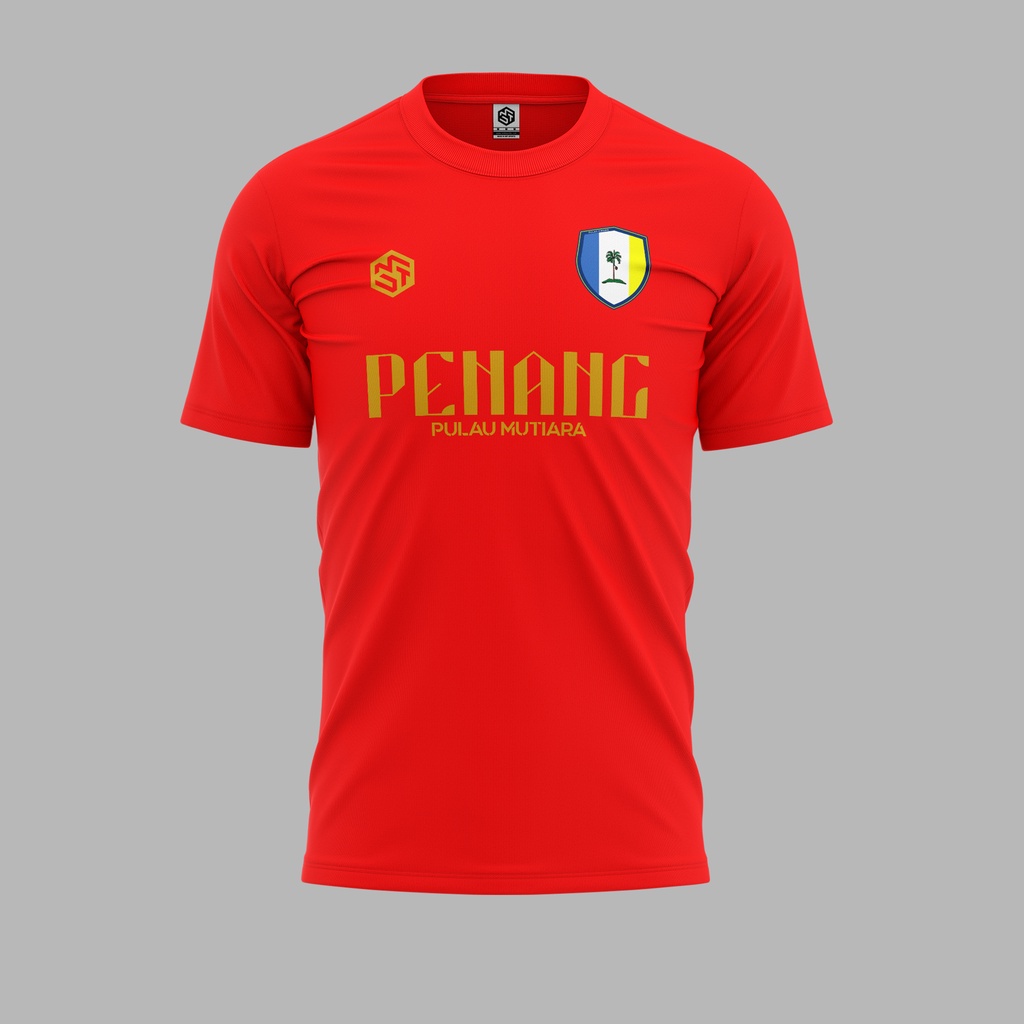 [READY STOCK] Pulau Pinang Pulau Mutiara Jersi Red/Gold - Jersey Roundneck
