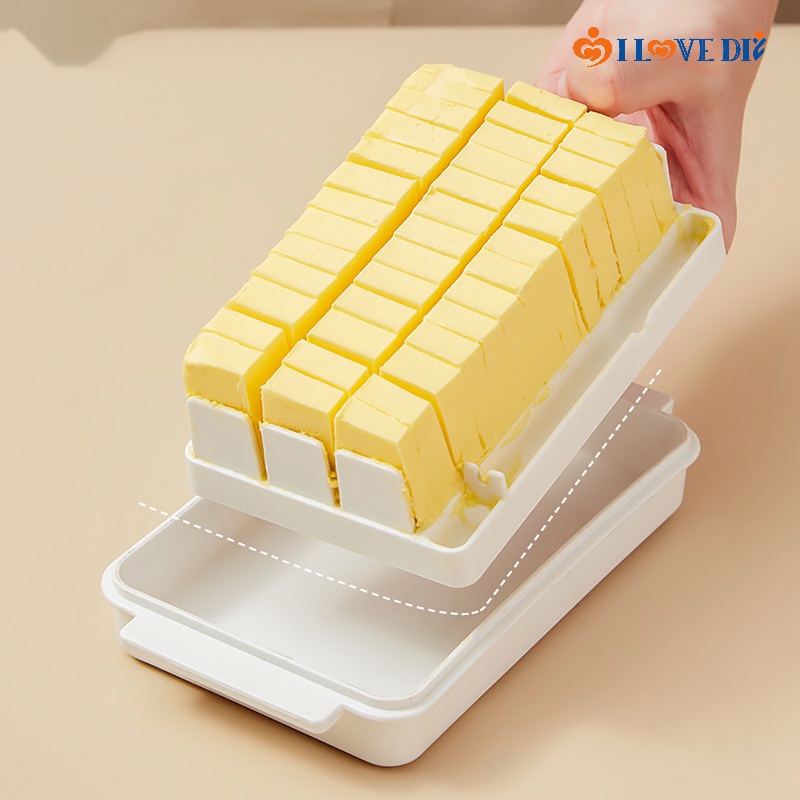 Resuable Divided Butter Storage Box/ Dustproof Fresh-keeping Transparent Slicing Case/ Kitchen Food Organizer Accessories