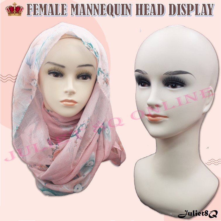 Female Plastic Premium Mannequin Head Patung Kepala Wanita Display