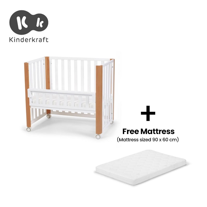 Kinderkraft Koya 4-in-1 Co Sleeper Baby Cot With A Mattress - White 