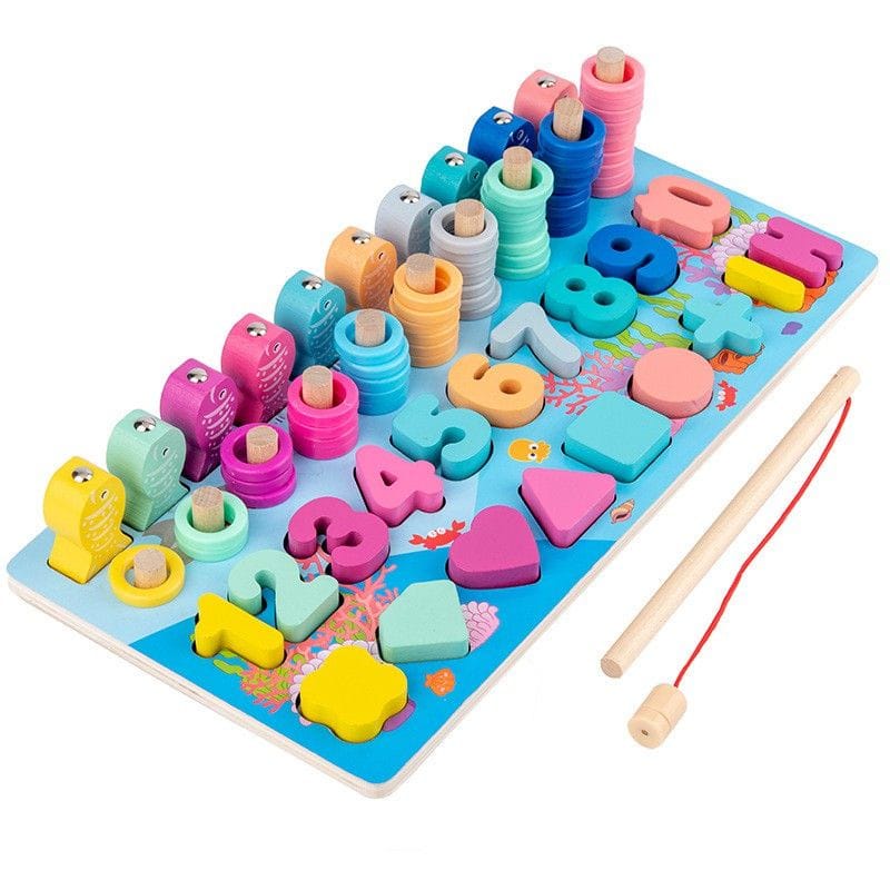 Premium Reliable Educational Toys Kids 5 1 Fishing Puzzle Game Wooden Log Board - Image 2