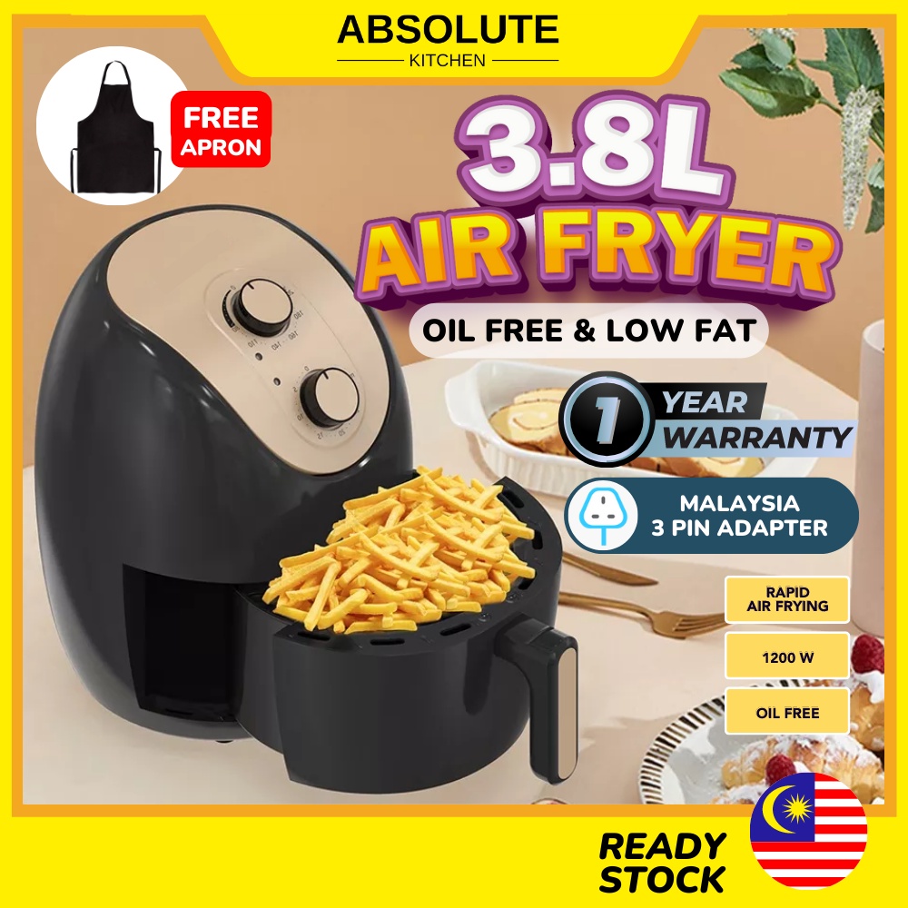 READY STOCK🇲🇾 3.8L Air Fryer Electric Deep Air Fryer Oil Free Health Fryer Adjustable Timing Cake French Fries Cooker