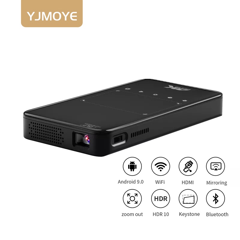 YJMOYE New LED Projector S90 DLP 4k 3D Mini Projectors Smart Android9.0 WiFi Wireless Mirroring for Mobile Phone RAM/ROM2+32GB