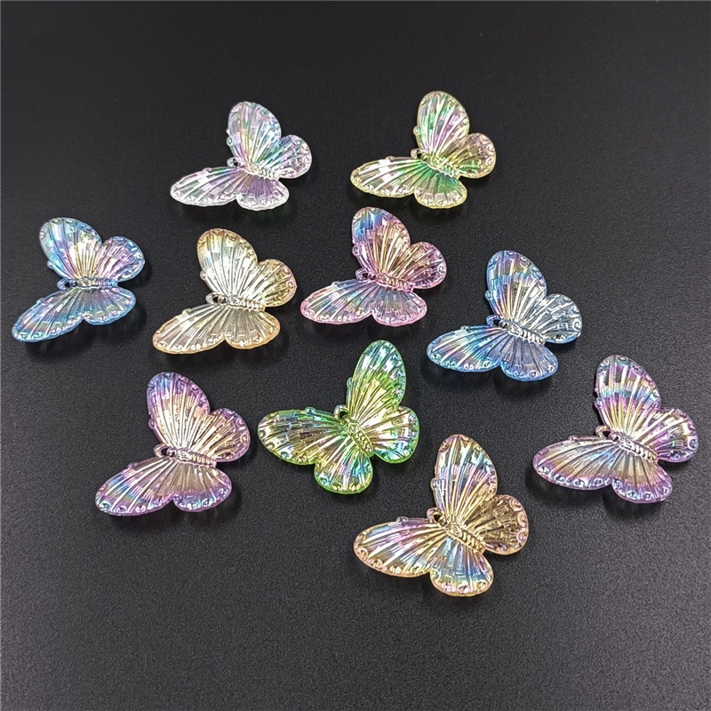 10Pcs Fashion Pendants Laser Colorful Butterfly Loose Beads DIY Jewelry Accessories for Necklace Bracelet Making