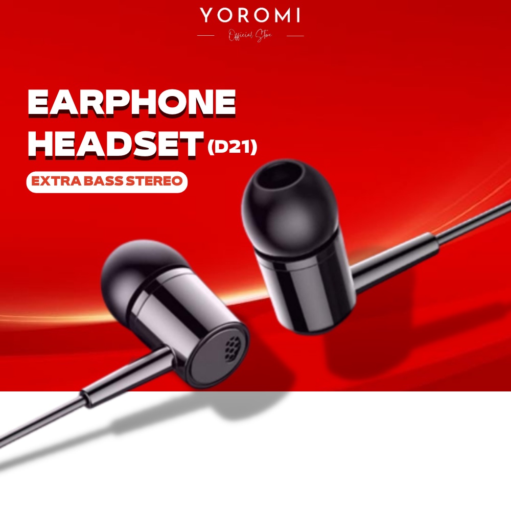 Earphones Headset 】D21 Extra Bass Stereo Metal Earphone With Mic Noise