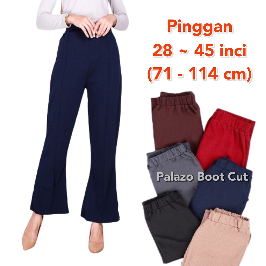 (Bootcut) Women Muslimah Bootcut Palazzo Plus Size / Seluar Palazo ...