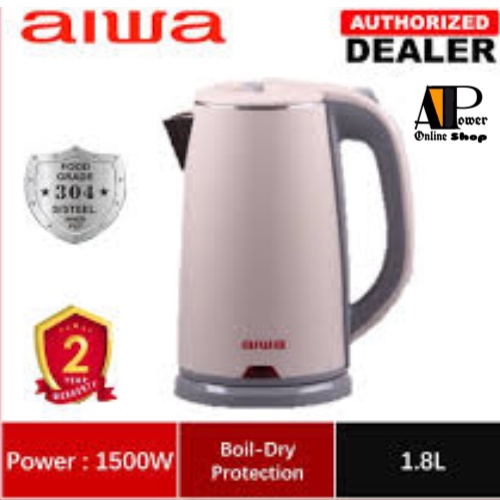 Aiwa 1.8L Food Grade Stainless Steel Jug Kettle Overheat Protection AW-183SJK  (2 Years Warranty)