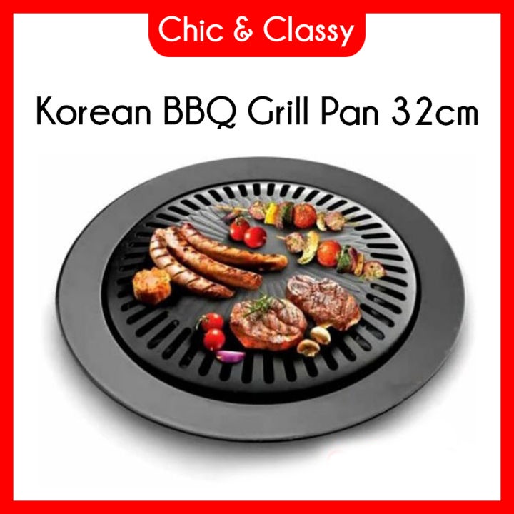 Gsf 7132 || 30cm Non-Stick Round BBQ Grill Tool 7132 GSF / ROUND BBQ Grill BBQ Grill Tool 30 CM 7132 / Grill Tool 32cm Iron Grill Korean BBQ Grill Pan Grill Tool