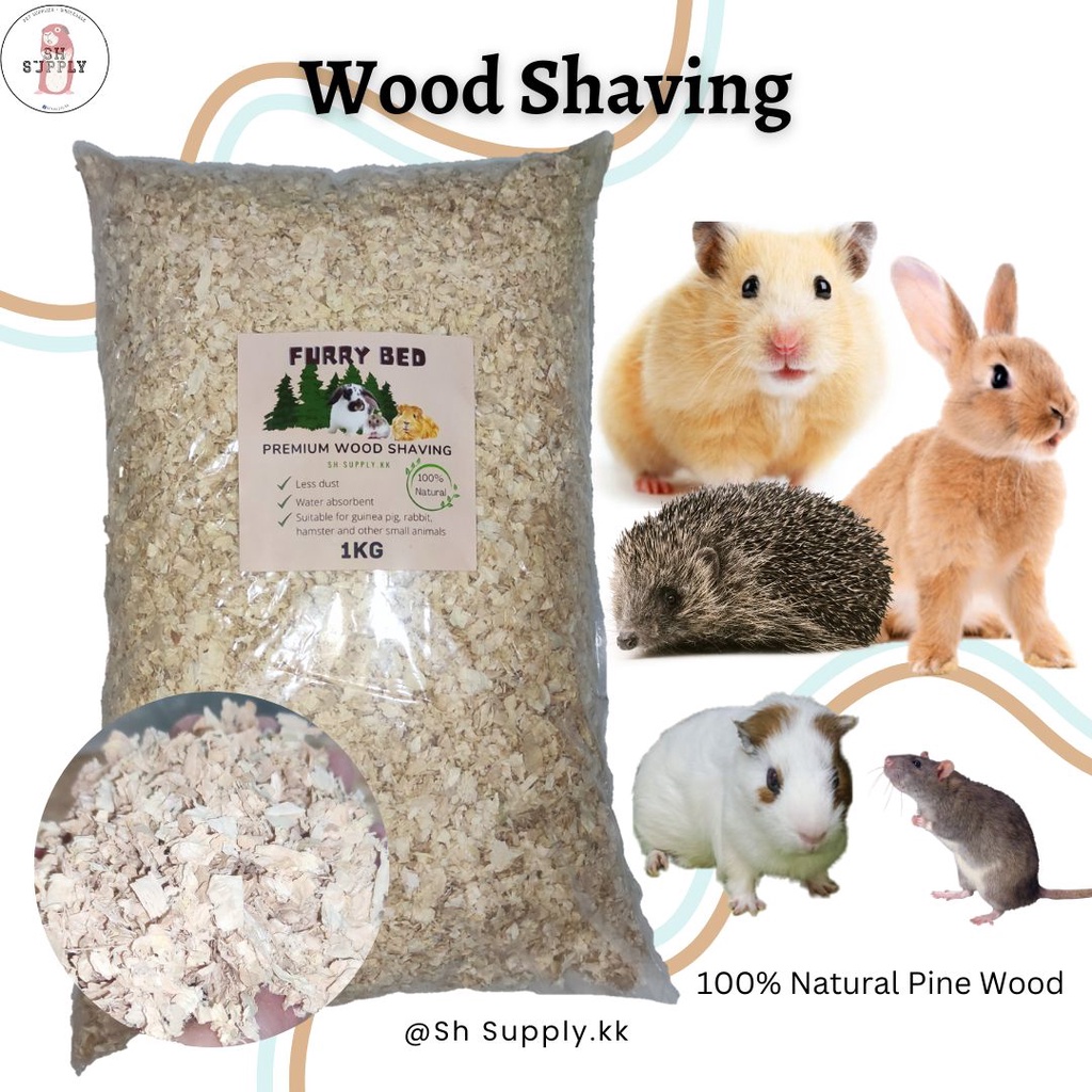 [SABAH] 1KG PINE WOOD SHAVING FLAKES BEDDING TOILET FOR PETS (GUINEA