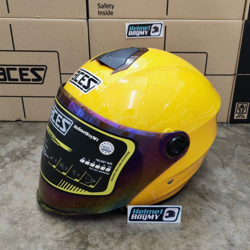Aces R1 Open Face Helmets With Visor Rainbow Shopee Malaysia
