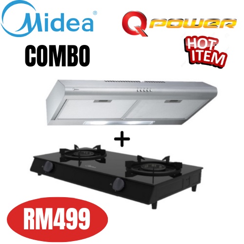 Midea Slim Cooker Hood Stainless Steel 76cm MCH-76MSS+ Tabletop Glass ...