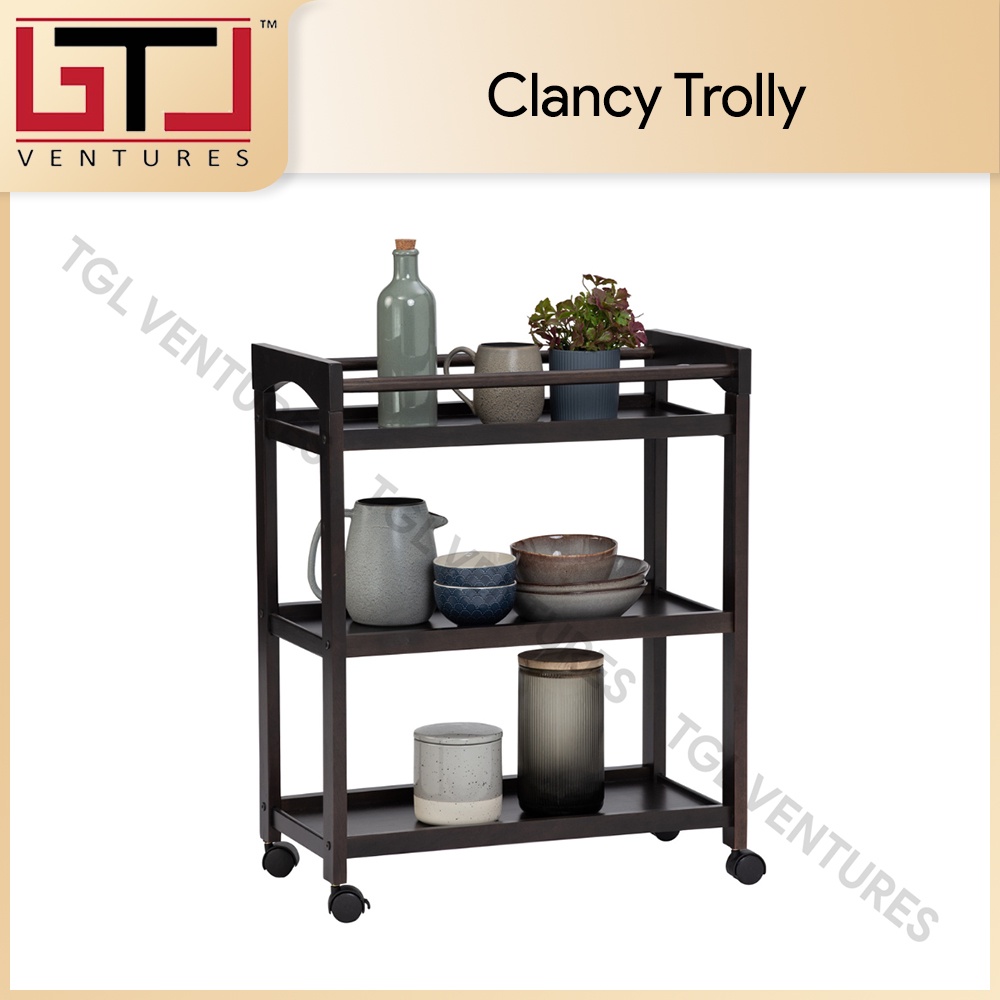 TGL CLANCY Wooden Trolley / Kitchen Storage / 3 Tier Multipurpose