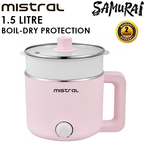 MISTRAL ELECTRIC MULTI COOKER WITH STEAM TRAY 1.5L MEC3015 PINK/MINT