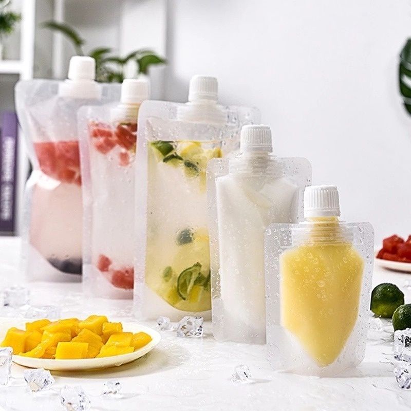 RENEQ SPOUT TRANSPARENT NOZZLE BAGS STAND UP POUCH WITH CAP FOR LIQUID