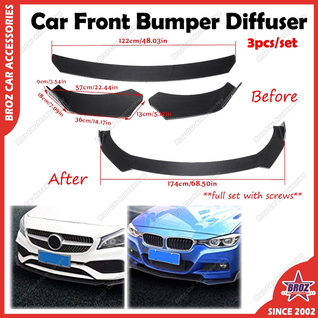 Universal Car Front Bumper Diffuser Lip Side Skirt Body Kit Spoiler