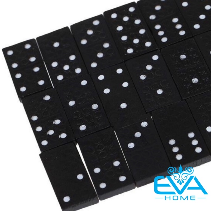 Black Plastic Domino Chess Toy Set With Luxurious Wooden Box