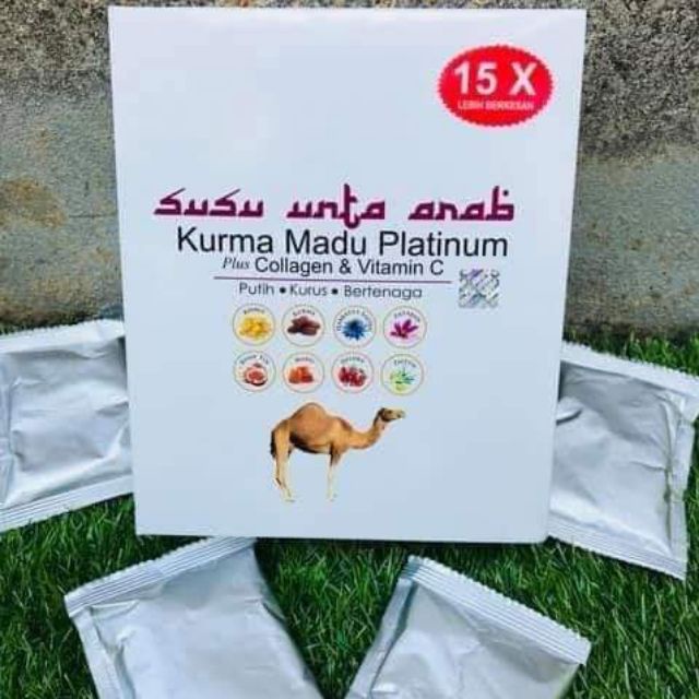 SUSU UNTA ARAB KURMA MADU PLATINUM PLUS COLLAGEN & VITAMIN C 20 SACHET X 26gm