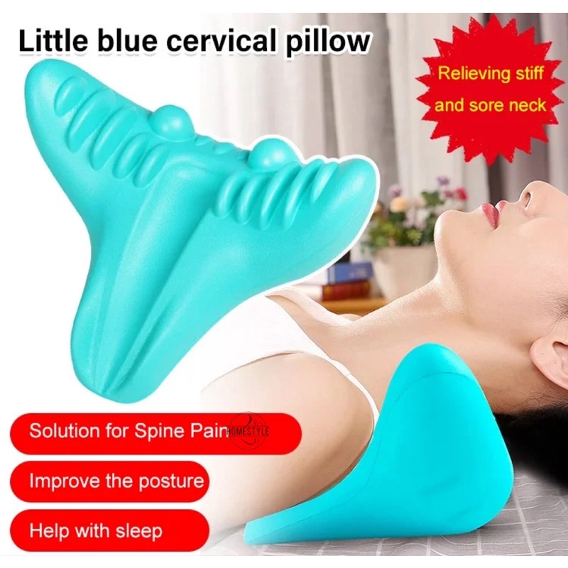 Little blue cervical pillow Neck Shoulder Massager Pillow Cervical Spine Adjustment Stretcher Chiropractic Traction