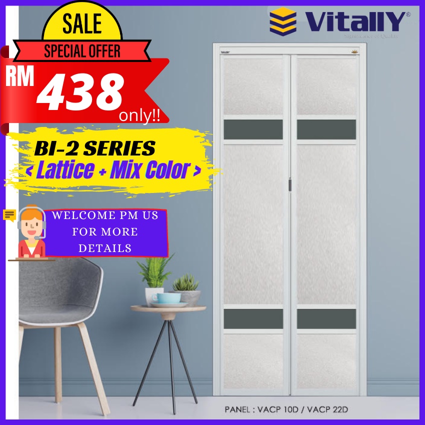 Vitally Aluminium Bi 2 Door Pintu Lipat Untuk Tandas Bi Fold Toilet