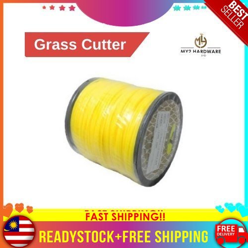 Grass Cutter Nylon Trimmer Line String Yellow 2.4mm / Trim Line Roll/ Tali Mesin Potong Rumput / Grass Cutting Machine