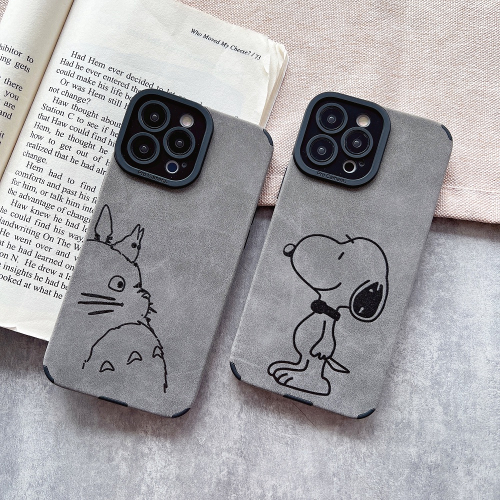 Suede My Neighbor Totoro Snoopy Protective Case iphone 15 14 13 12 pro max 14plus Phone Case