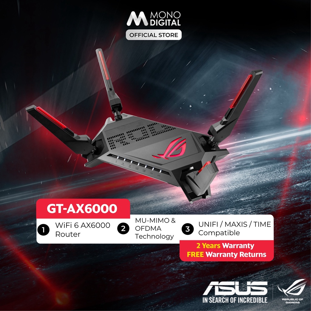 ASUS ROG Rapture GT-AX6000 Dual Band AX6000 WiFi 6 Ai-Mesh Wireless ...