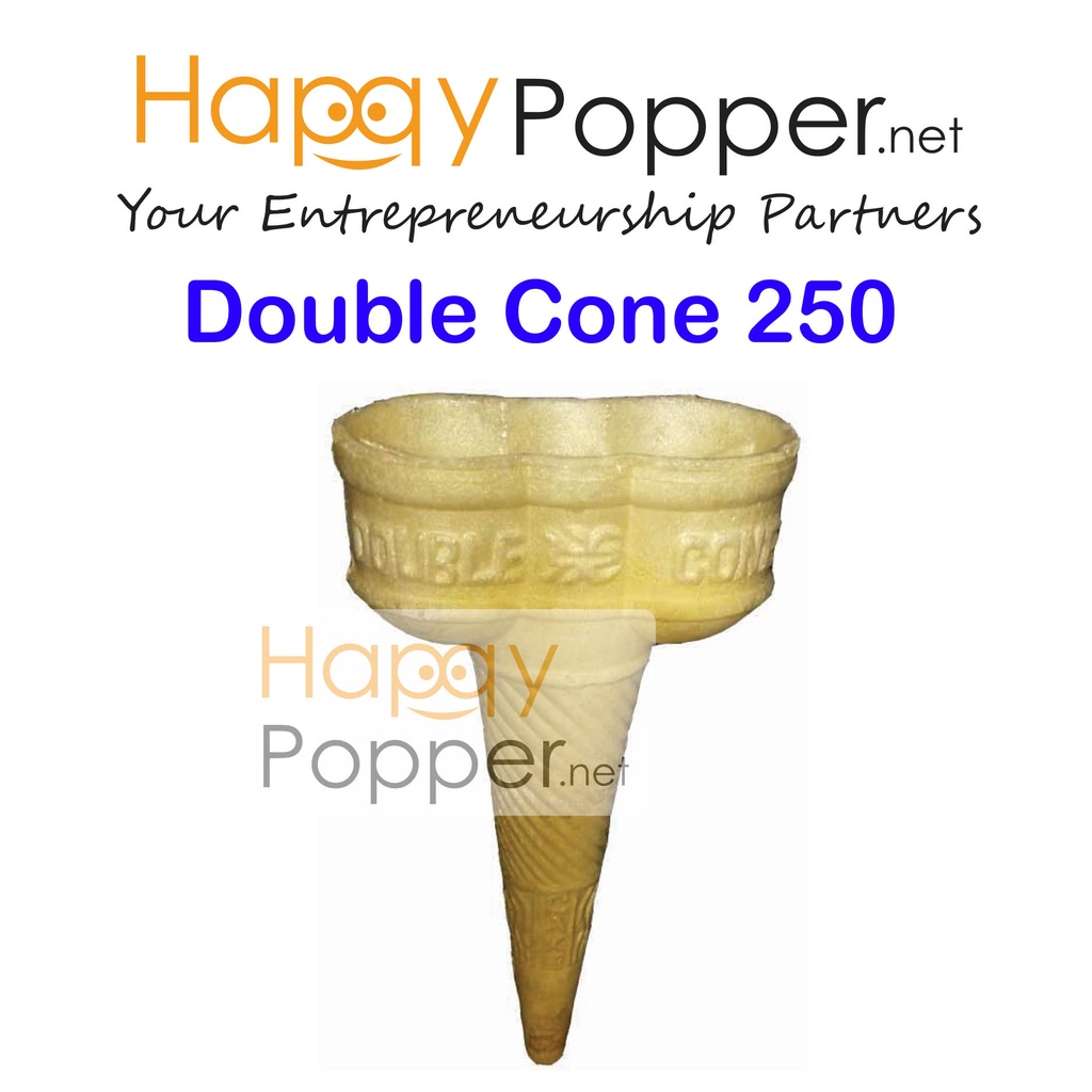 Happypopper Kon Aiskrim kon Ice Cream Cone Double 250 pcs 1 ctn IC