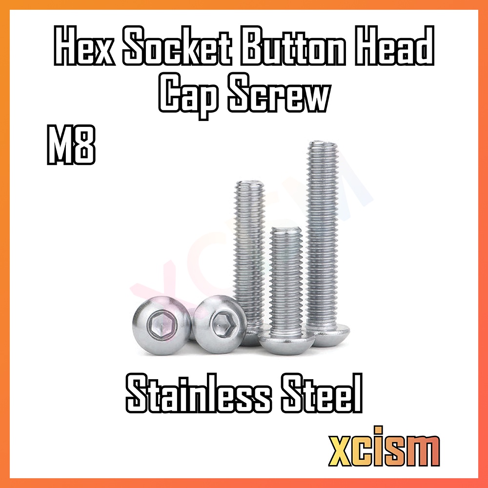 [M8] Hex Socket Button Head Cap Screw Allen Key Button Screw Skru Cap ...