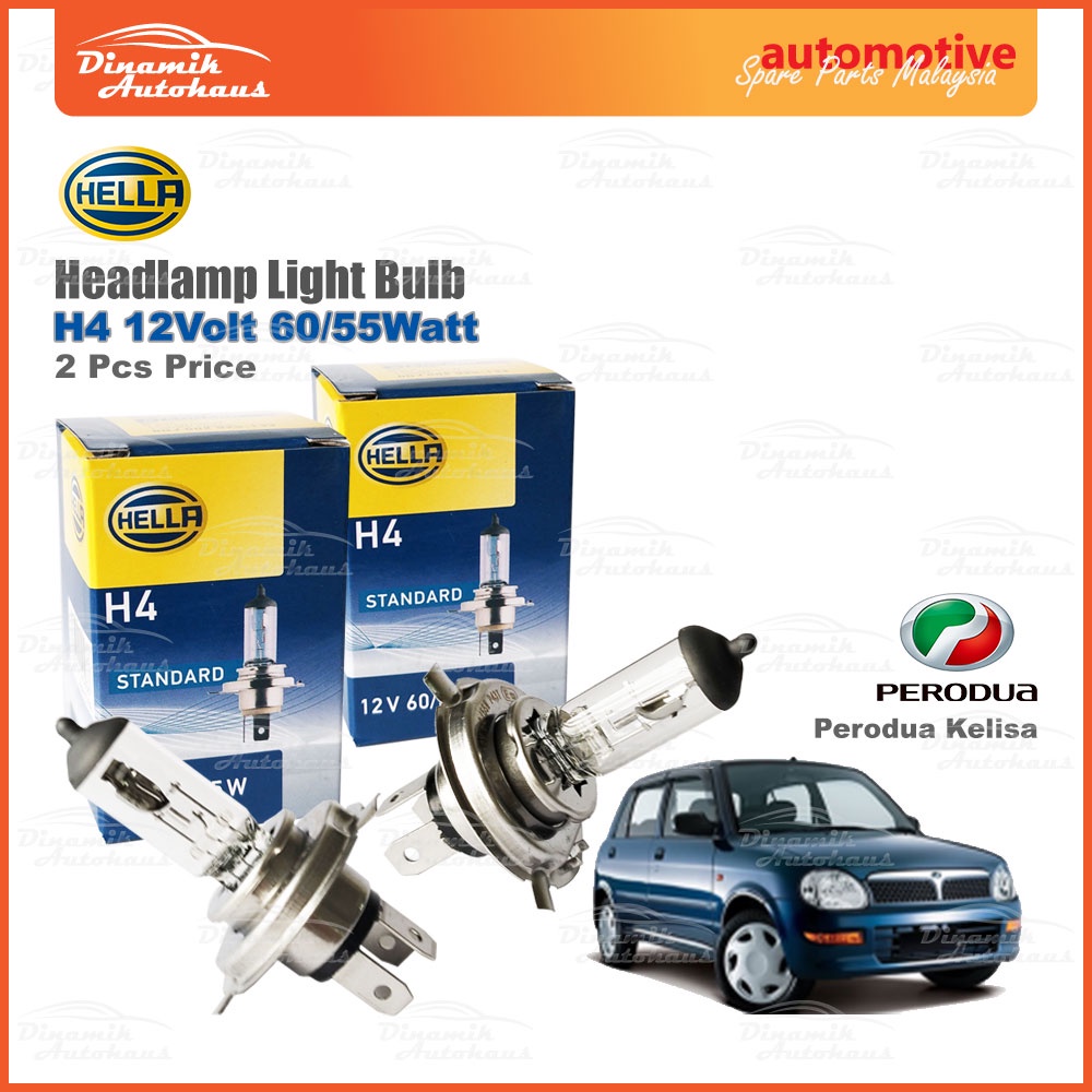 Perodua Kelisa Car Headlamp Halogen Head Light Bulb Hella H4/P43t