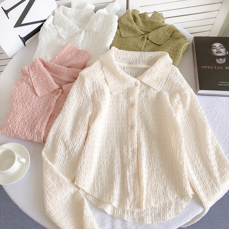 Korean Style Women Ladies Slim Autumn Polo Neck Long Sleeve Shirt Blouse Baju Baju Wanita Lengan Panjang New Ready Stock