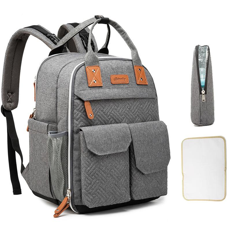 Maternity Nappy Tote Bag with Stroller Straps Change Pad for Mom Dad BAMNY Mommy Diaper Bag Wide Open Designed Grey Multi-Function Waterproof Backpack Travel Bag 