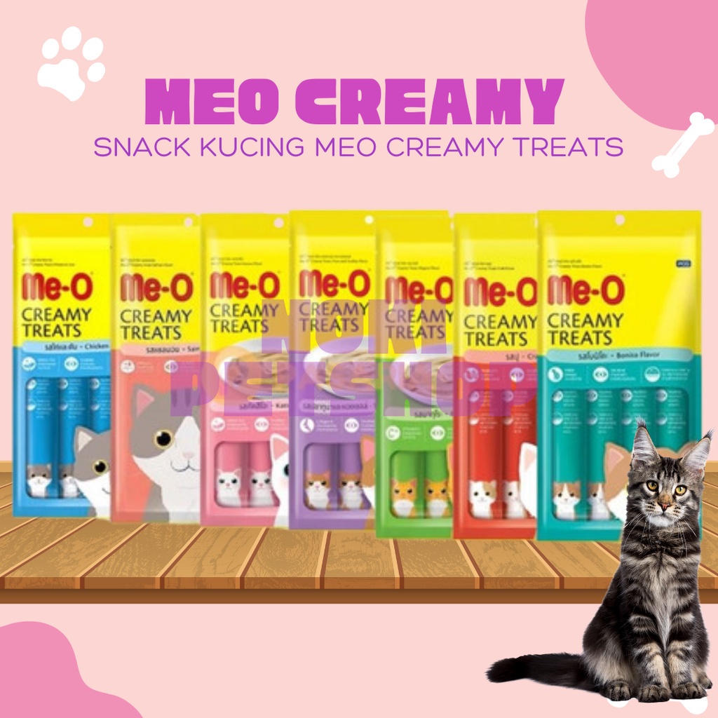 Meo CREAMY TREATS LIQUID Contents 4 SACHET MEO CREAMY TREATS SNACK Cat