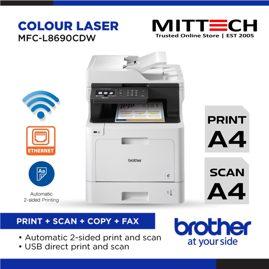 Brother Mfc L8690cdw All In One Wireless Colour Laser Printer Auto 2 Sided Printscan Usb 8647