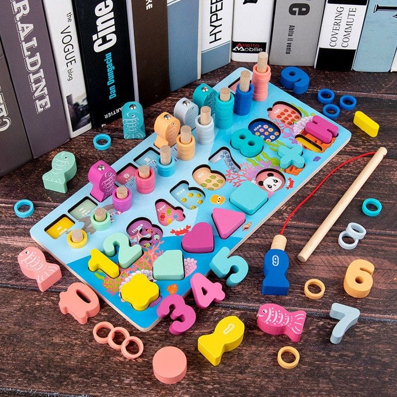 Premium Reliable Educational Toys Kids 5 1 Fishing Puzzle Game Wooden Log Board - Image 5
