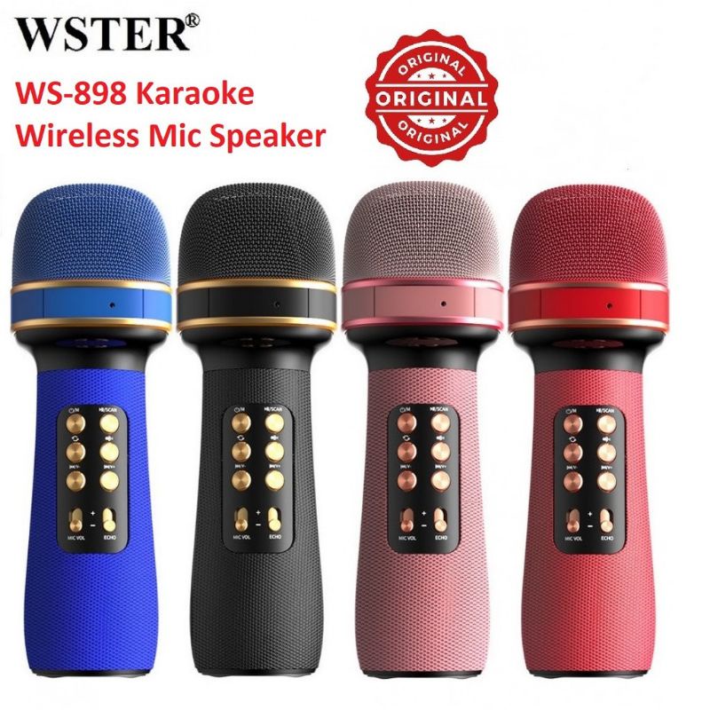 WSTER WS-898 Bluetooth Handheld Microphone Wireless Karaoke Double Speaker Condenser Mic Player Singing for iOS Android