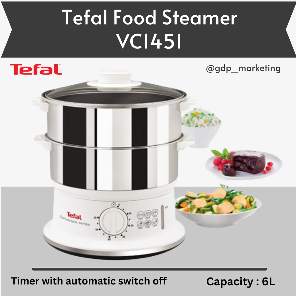Tefal Food Steamer VC1451 with 2 Tier, Timer Automatic Switch Off