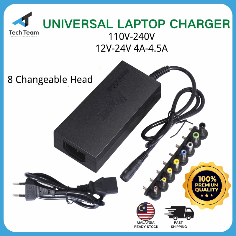 Universal Laptop Charger 8 Changeable Heads Msia 3 Pin Plug 96w