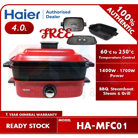 Haier 4.0L Multi-Function Cooker HA-MFC01 Suitable for BBQ, Steamboat, Steam Fish & Grilling