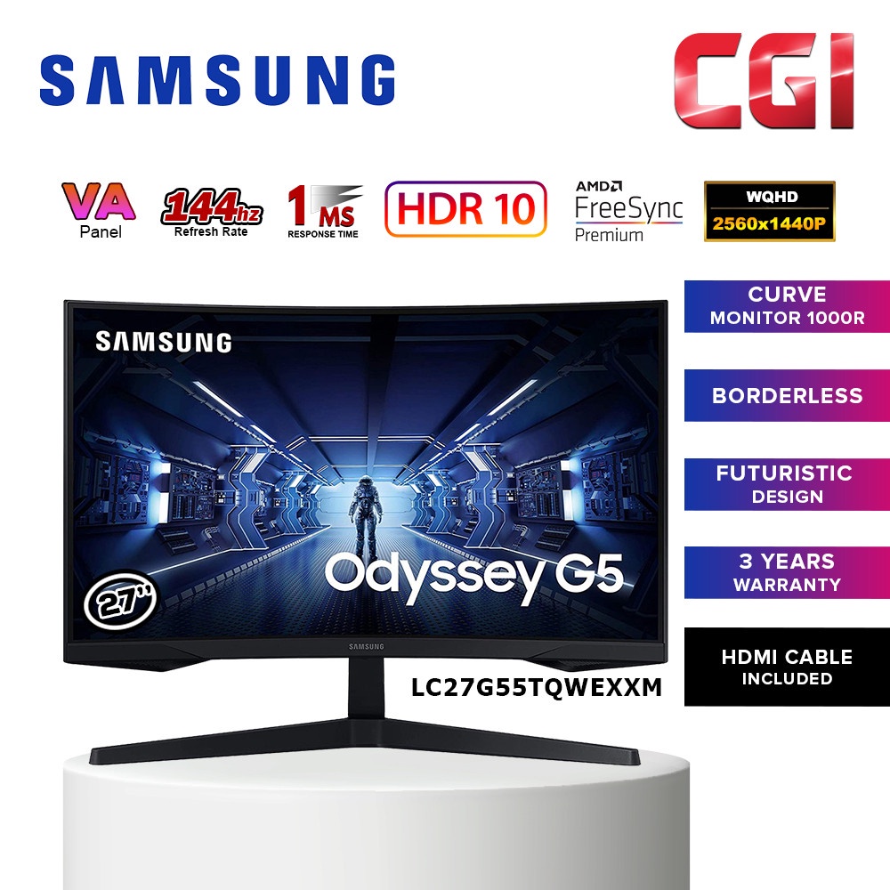 SAMSUNG 27" LC27G55TQWEXXM 144HZ 1MS WQHD HDR10 FREESYNC CURVED VA