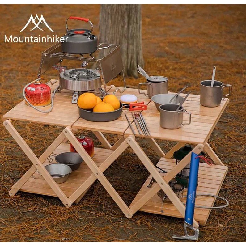 Mountainhiker 2in1 Camping Folding Coffee Table Portable Wood glamping