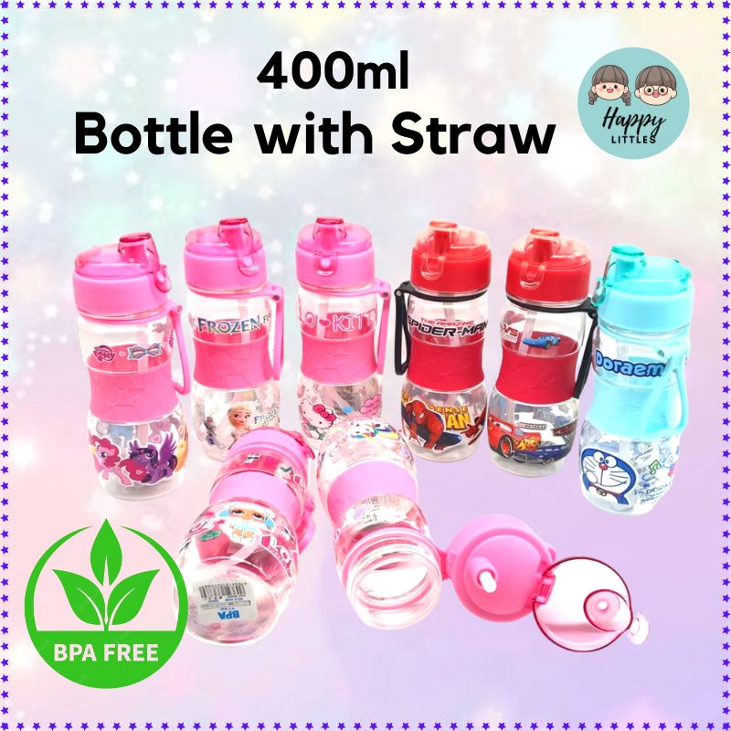 Happy Littles 400ml Easy Carry Cute Cartoon Water Straw Cup Frozen Pony 