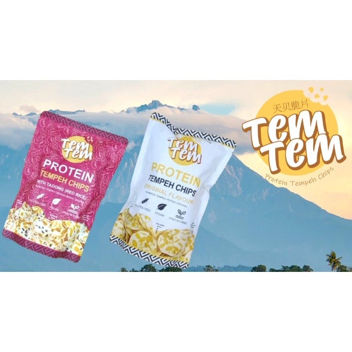 TEM TEM PROTEIN TEMPEH CHIPS Original Flavour / With Tadong ( Red Rice