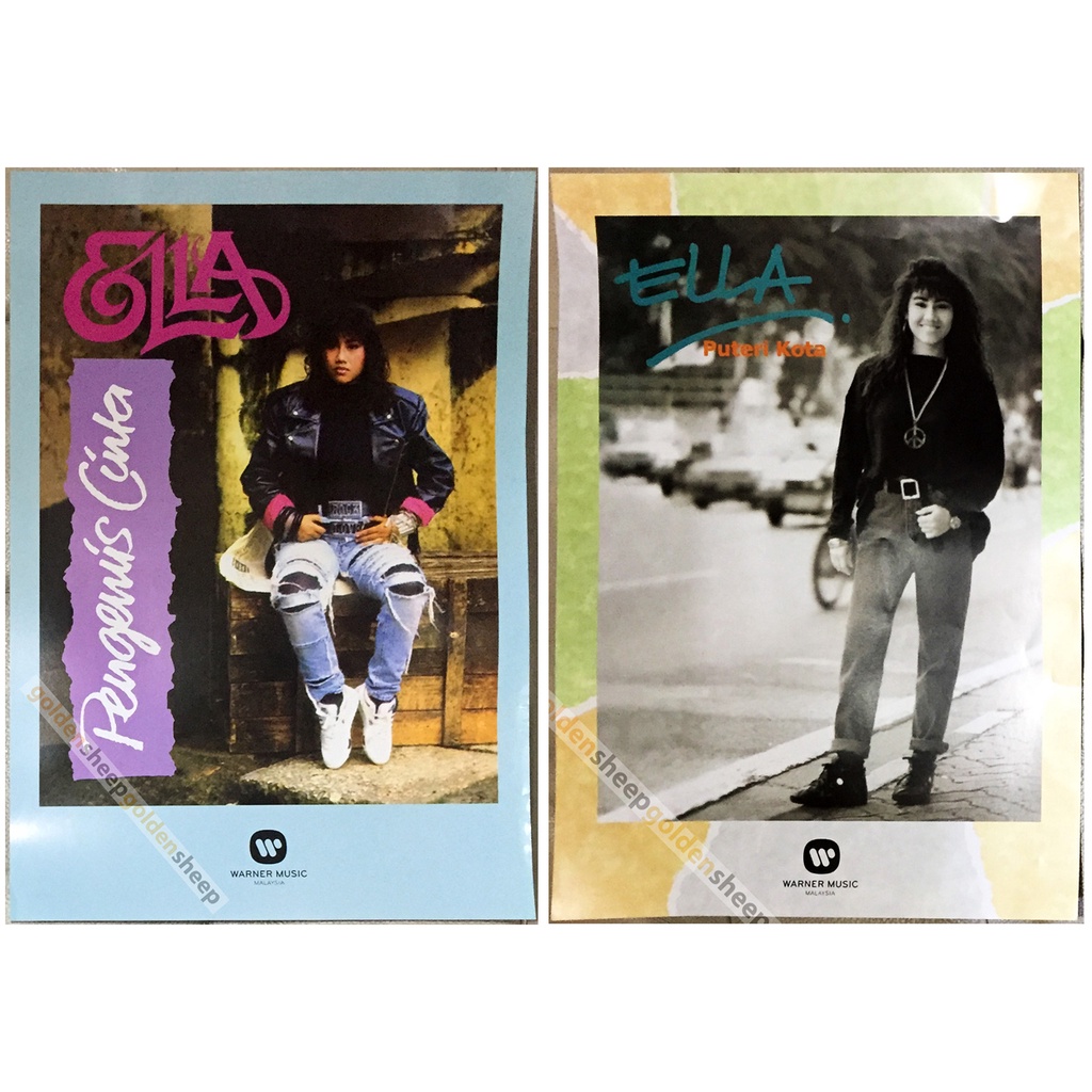 ELLA - Pengemis Cinta + Puteri Kota 1989 / 1990 WARNER MUSIC ORIGINAL 2 POSTERS SET (NEAR MINT) - COLLECTIBLE