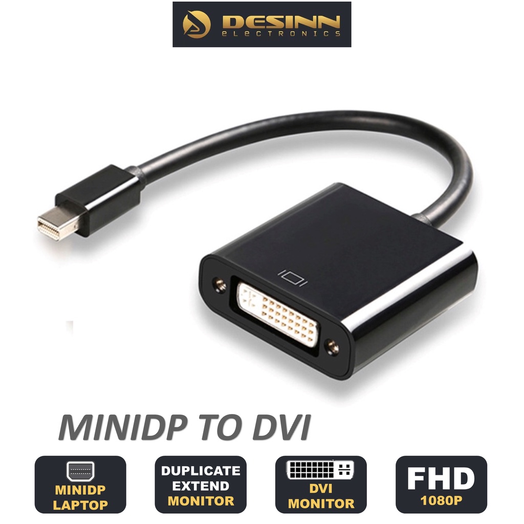 MiniDP to DVI Monitor 1080P Mini DisplayPort Thunderbolt Male to Female