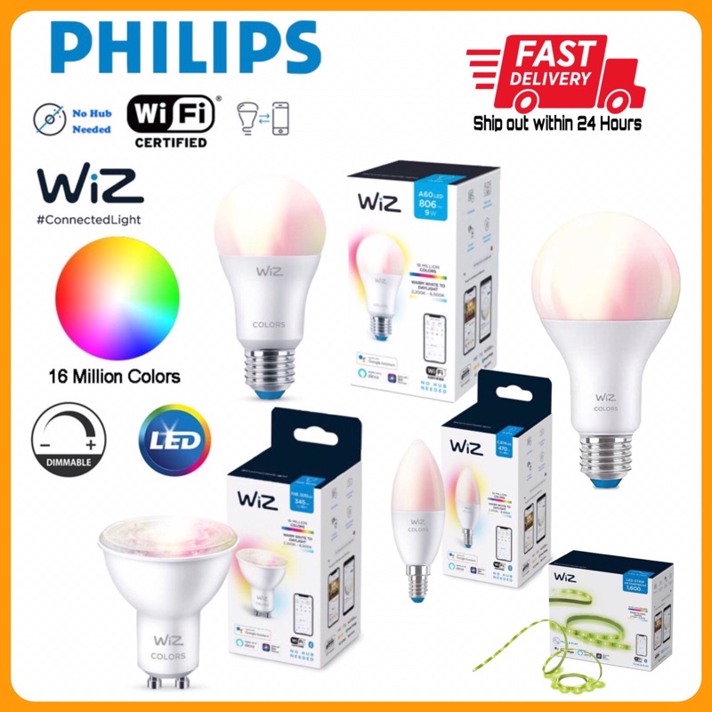 PHILIPS WIZ [ 4.9w / 8w / 13w LED WiFi Smart Tunable Tuneable White + Colour Bulb Candle Bulb Strip Light