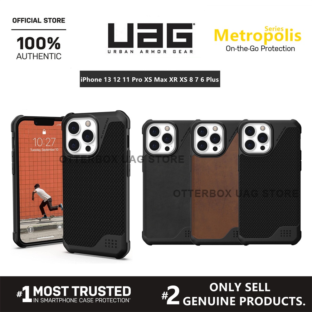 UAG iPhone 14 Pro Max / 13 Pro / 13 / 12 Mini / 11 Case Cover Metropolis LT Premium Leather Case Rugged Military Drop Tested iPhone Casing