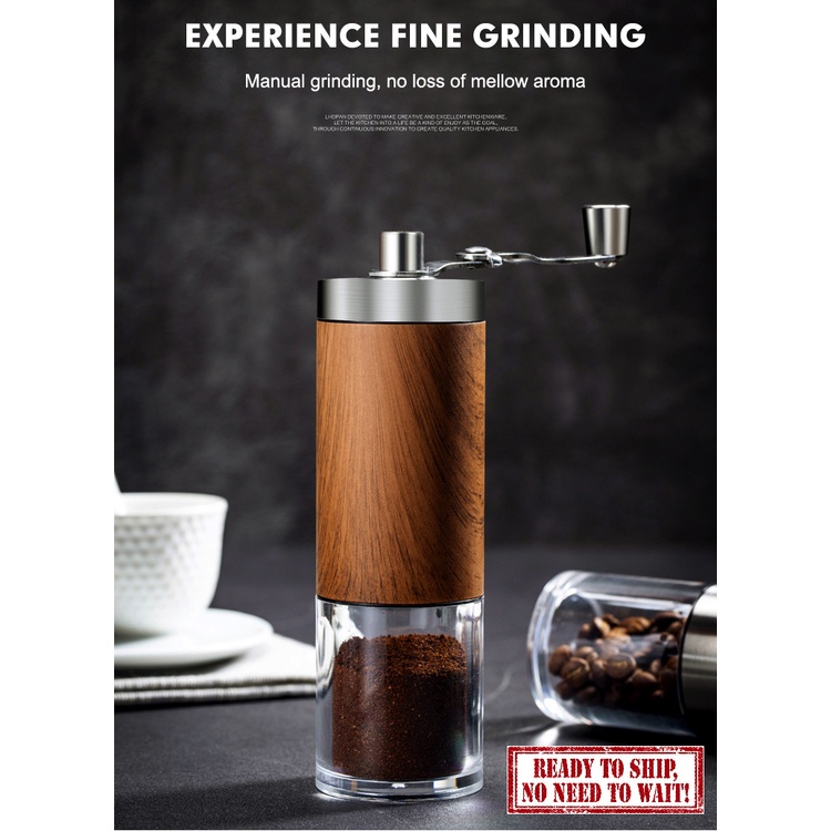 Portable Wood Grain Coffee Bean Grinder Stainless Steel Crank Manual Manual Handmade Coffee Grinder Mill Kitchen Tool