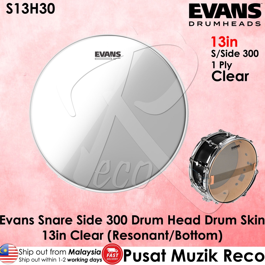 Evans S13H30 Snare Side 300 13" Clear Resonant BOTTOM Snare Drumhead