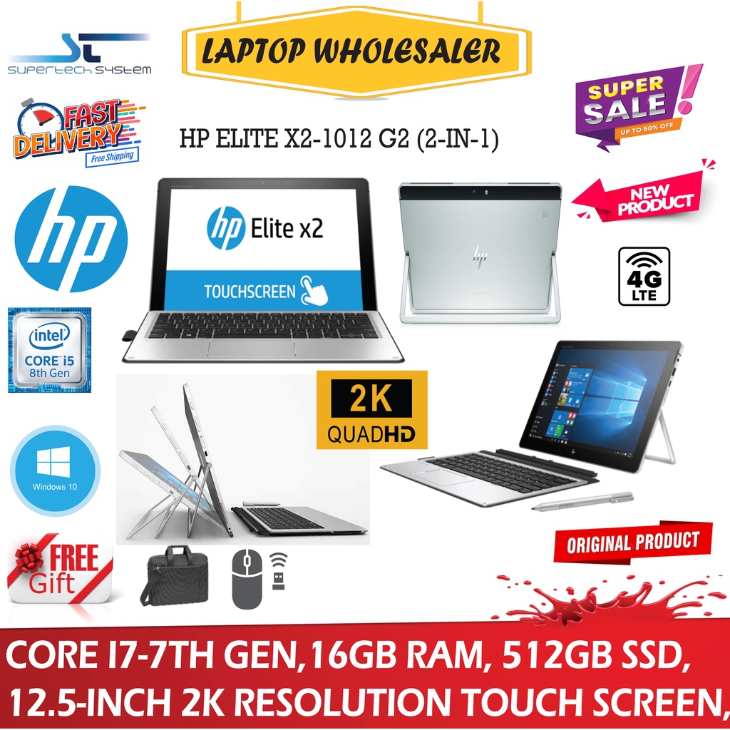 HP Elite X2 1012 G2 Core I7-7600U Ram 8gb Ssd 512gb Màn Hình 12.3